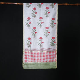 Sanganeri Handloom Chanderi Silk Hand Block Floral Print Stole 22