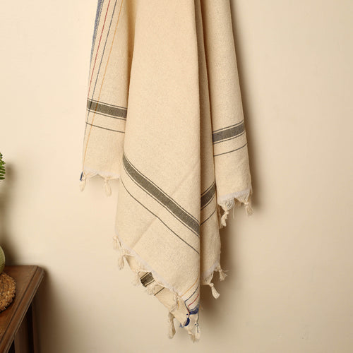 White - Handloom Fine Cotton Plain Bath Towel 02