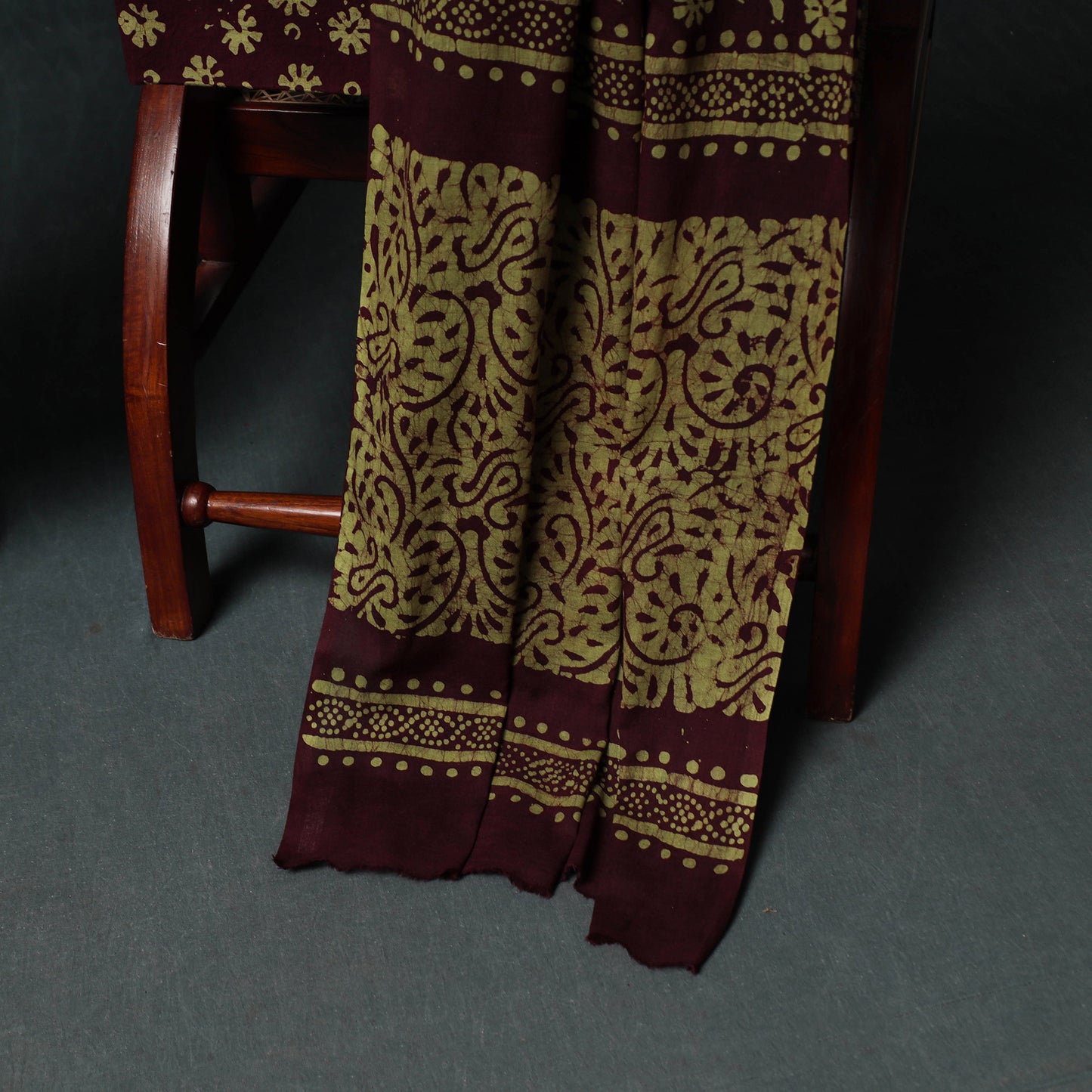 Kutch Hand Block Batik Print Cotton 3pc Unstitched Dress Material Suit Set 39