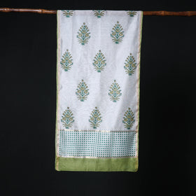 Sanganeri Handloom Chanderi Silk Hand Block Floral Print Stole 21