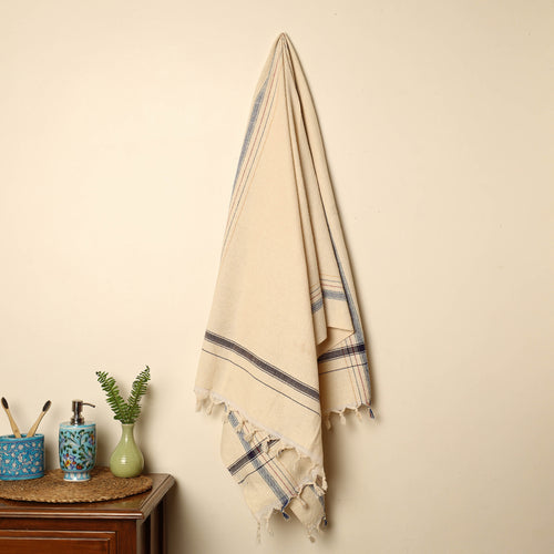 White - Handloom Fine Cotton Plain Bath Towel 03