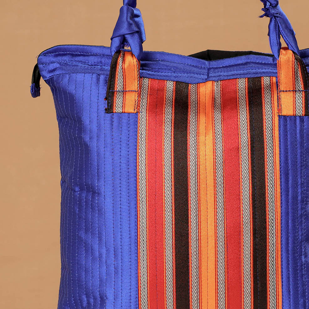 Blue - Handcrafted Mashru Silk Shoulder Bag