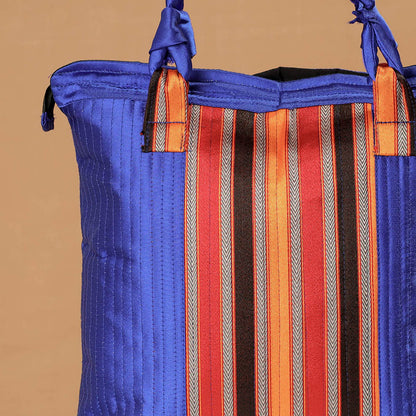 Blue - Handcrafted Mashru Silk Shoulder Bag