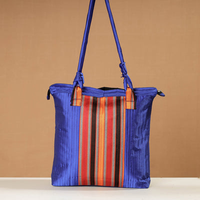 Blue - Handcrafted Mashru Silk Shoulder Bag