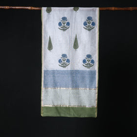 Sanganeri Handloom Chanderi Silk Hand Block Floral Print Stole 20