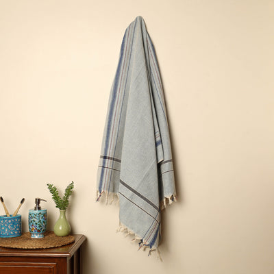 Grey - Handloom Fine Cotton Plain Bath Towel 05