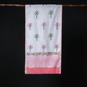 Sanganeri Handloom Chanderi Silk Hand Block Floral Print Stole 19