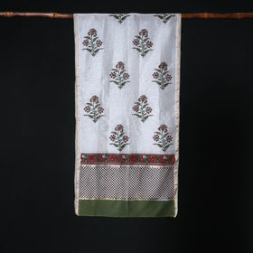Sanganeri Handloom Chanderi Silk Hand Block Floral Print Stole 17