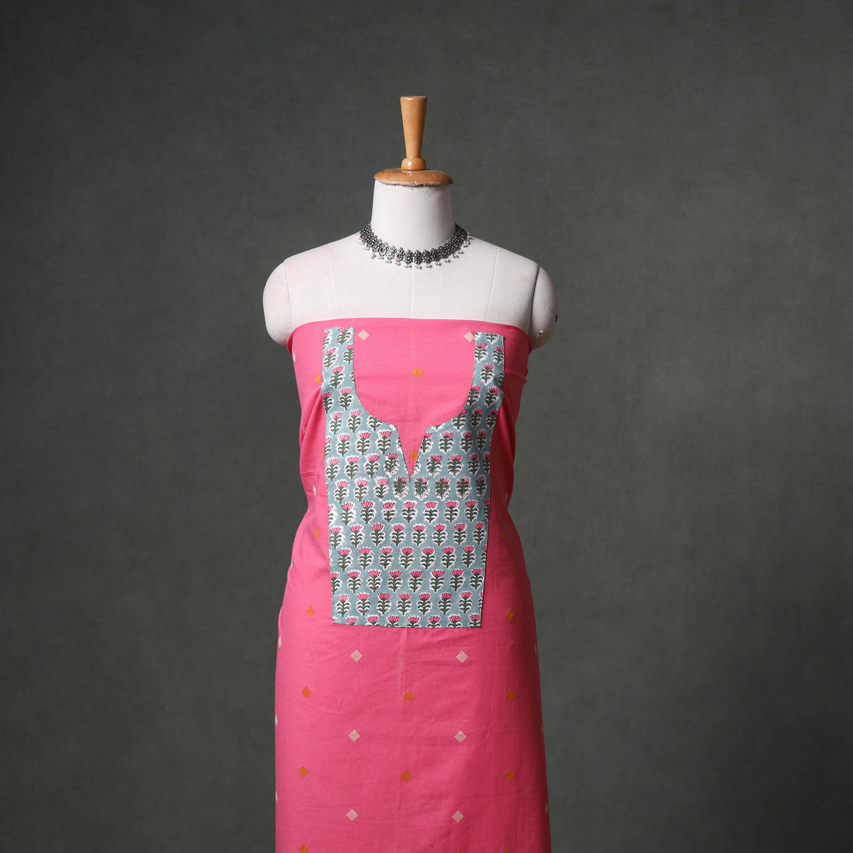 Patchwork Jacquard Buti Cotton Unstitched Kurta Material (2.5M) 93