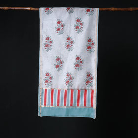 Sanganeri Handloom Chanderi Silk Hand Block Floral Print Stole 18