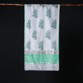 Sanganeri Handloom Chanderi Silk Hand Block Floral Print Stole 16