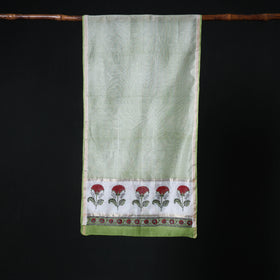 Sanganeri Handloom Chanderi Silk Hand Block Floral Print Stole 15