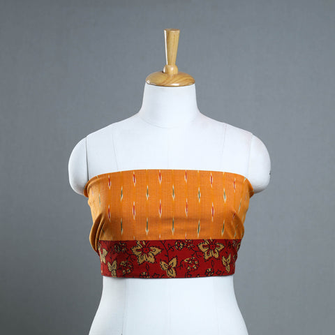 Orange - Cotton Pochampally Ikat Blouse Piece 05