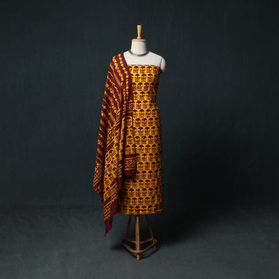Kutch Hand Block Batik Print Cotton 3pc Unstitched Dress Material Suit Set 42
