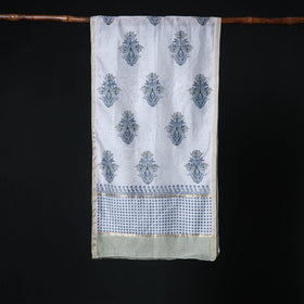 Sanganeri Handloom Chanderi Silk Hand Block Floral Print Stole 13