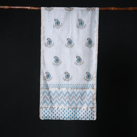 Sanganeri Handloom Chanderi Silk Hand Block Floral Print Stole 12
