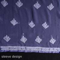 Purple - 3pc Hand Embroidery Georgette Chikankari Dress Material 12