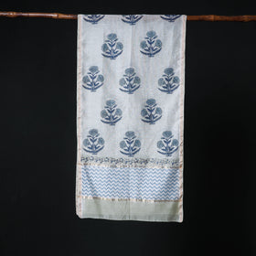 Sanganeri Handloom Chanderi Silk Hand Block Floral Print Stole 11