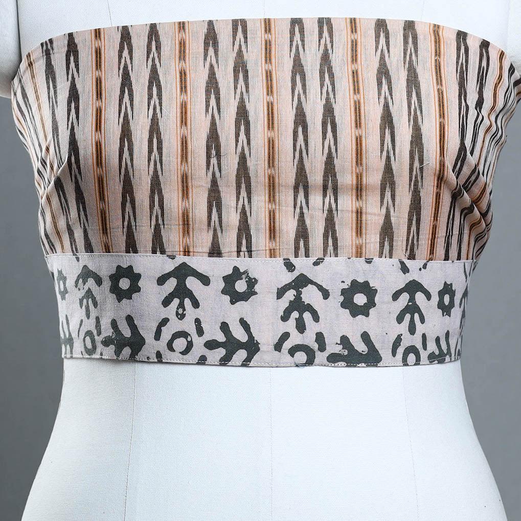 Brown - handmade cotton sambalpuri ikat blouse piece 08
