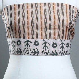 Brown - handmade cotton sambalpuri ikat blouse piece 08