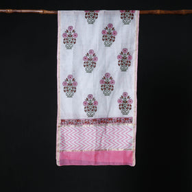 Sanganeri Handloom Chanderi Silk Hand Block Floral Print Stole 10