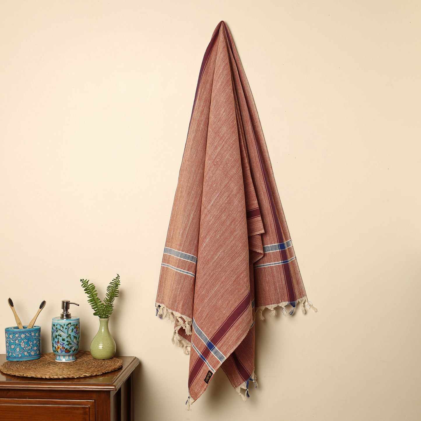 Brown - Handloom Fine Cotton Plain Bath Towel 10