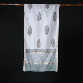 Sanganeri Handloom Chanderi Silk Hand Block Floral Print Stole 08