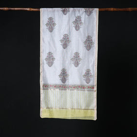 Sanganeri Handloom Chanderi Silk Hand Block Floral Print Stole 07