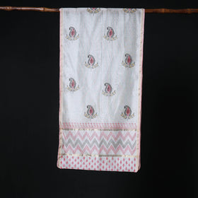 Sanganeri Handloom Chanderi Silk Hand Block Floral Print Stole 06