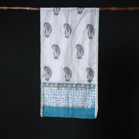 Sanganeri Handloom Chanderi Silk Hand Block Floral Print Stole 05