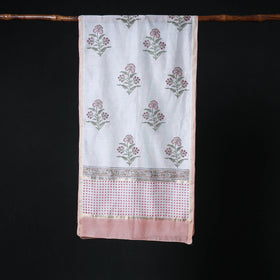 Sanganeri Handloom Chanderi Silk Hand Block Floral Print Stole 01