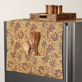 Yellow Handmade Cotton Fridge Top Cover with Pockets