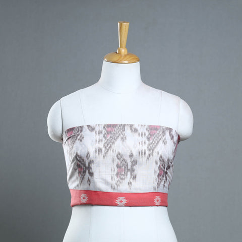 White - Cotton Pochampally Ikat Blouse Piece 14