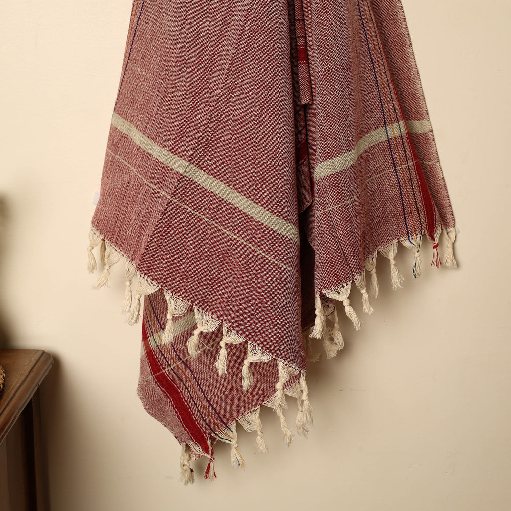 Maroon - Handloom Fine Cotton Plain Bath Towel 13