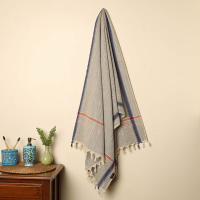 Grey - Handloom Fine Cotton Plain Bath Towel 14