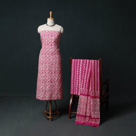 Kutch Hand Block Batik Print Cotton 3pc Unstitched Dress Material Suit Set 44