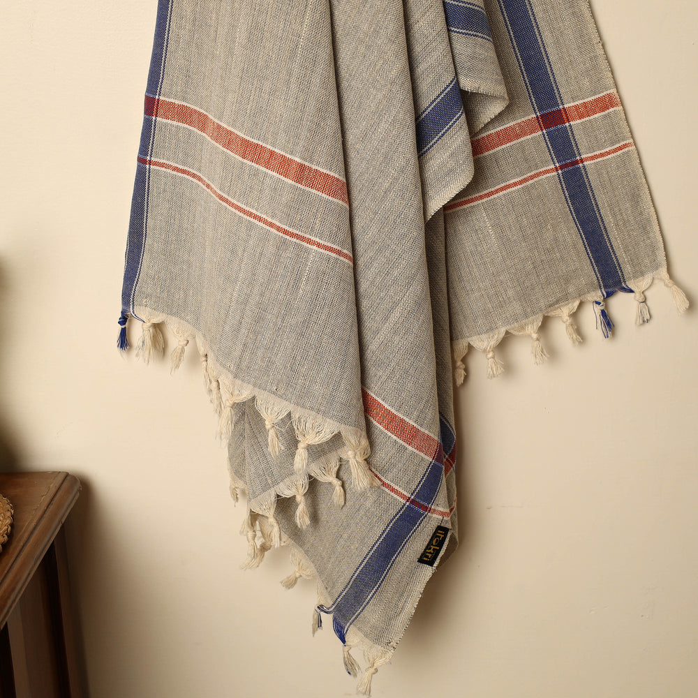 Grey - Handloom Fine Cotton Plain Bath Towel 14