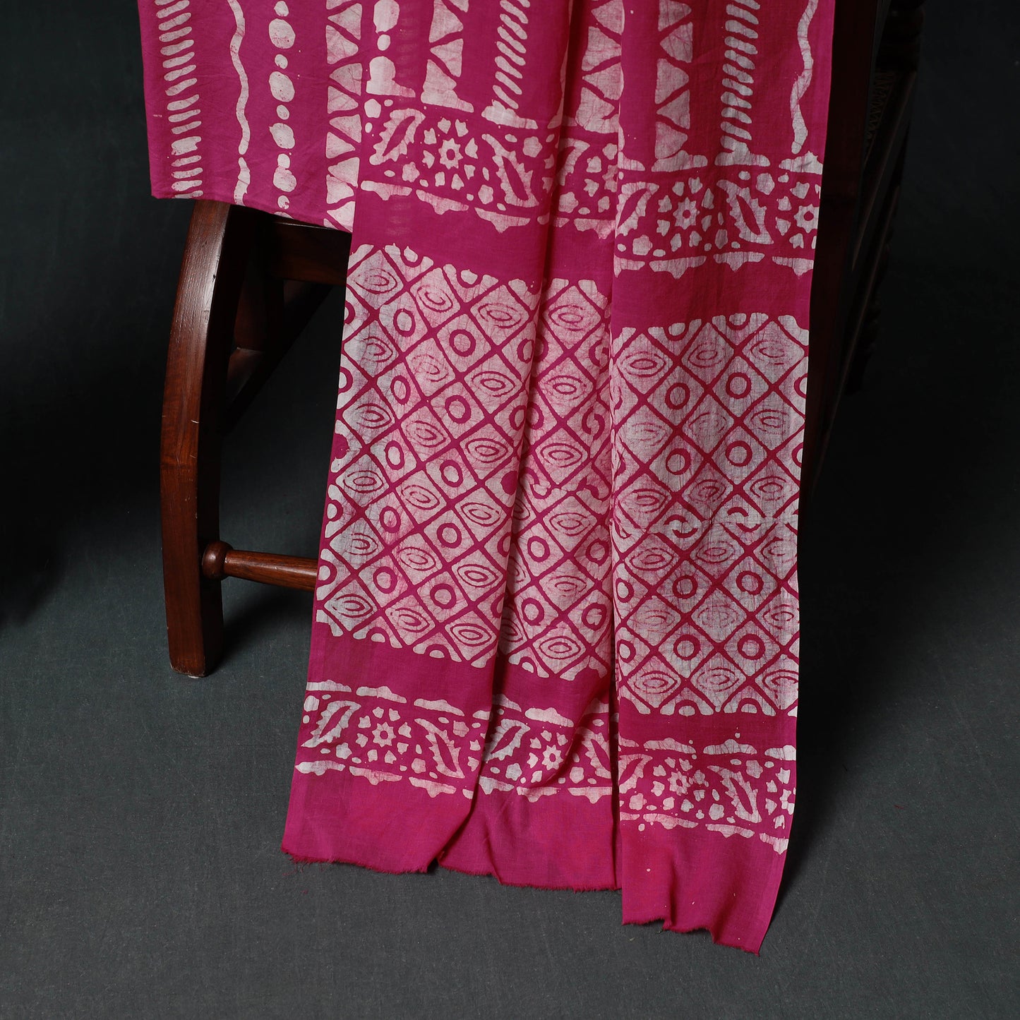Kutch Hand Block Batik Print Cotton 3pc Unstitched Dress Material Suit Set 44