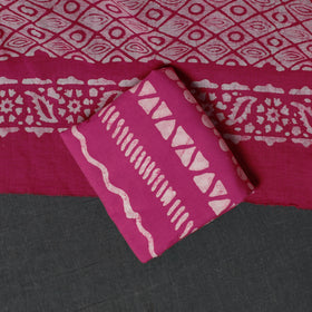 Kutch Hand Block Batik Print Cotton 3pc Unstitched Dress Material Suit Set 44