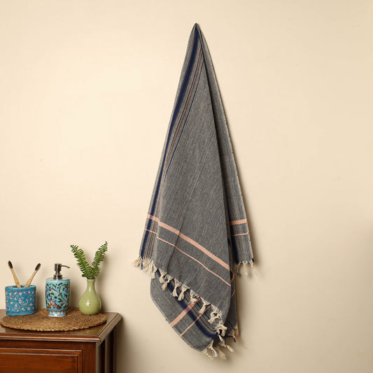 Grey - Handloom Fine Cotton Plain Bath Towel 16