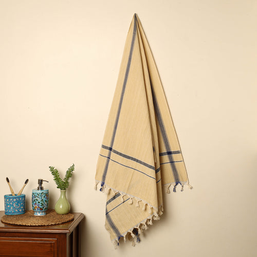 Beige - Handloom Fine Cotton Plain Bath Towel 17