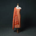 Kutch Hand Block Batik Print Cotton 3pc Unstitched Dress Material Suit Set 45