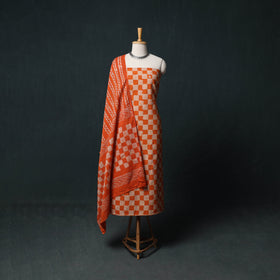 Kutch Hand Block Batik Print Cotton 3pc Unstitched Dress Material Suit Set 45