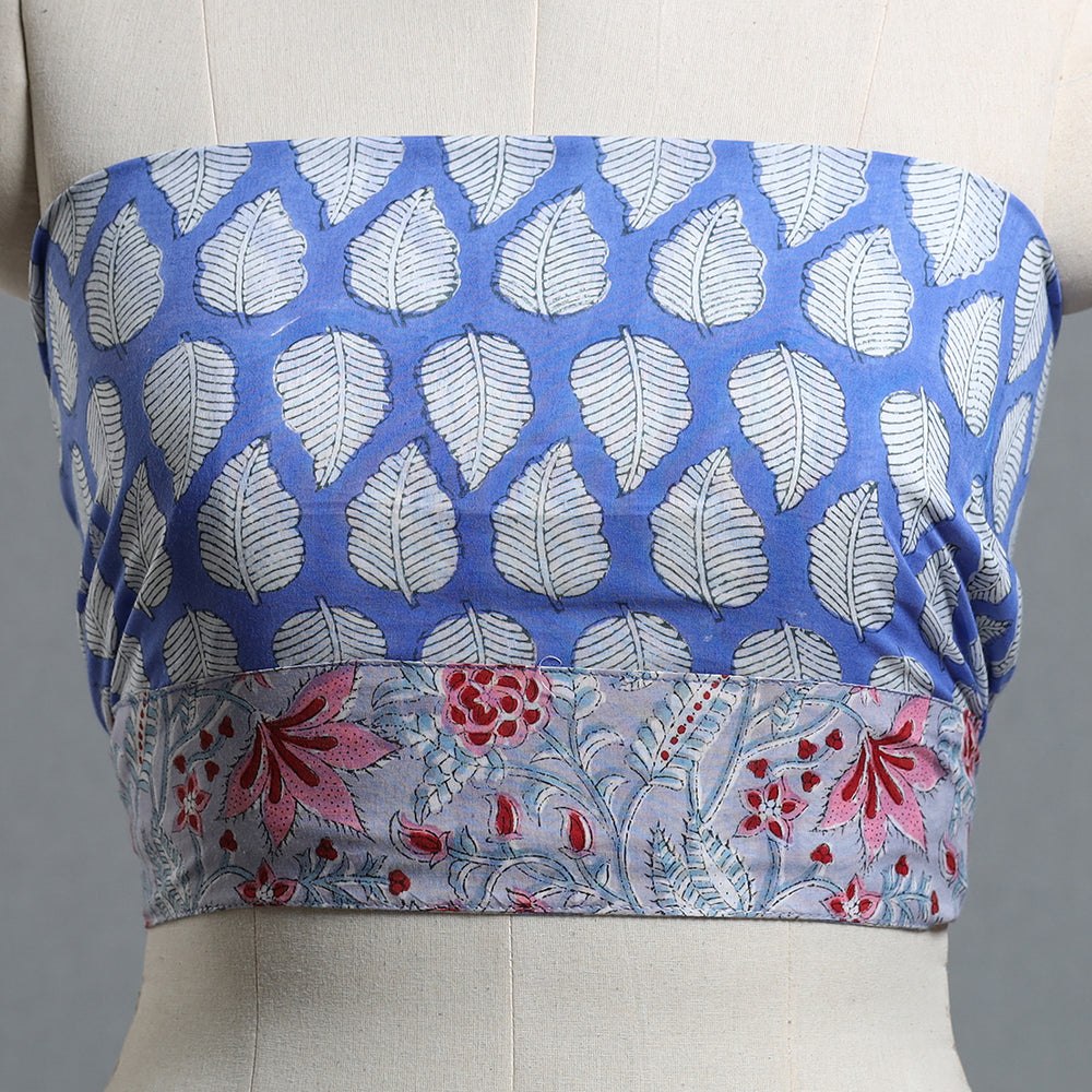 Blue - Block Printed Cotton Blouse Piece 16