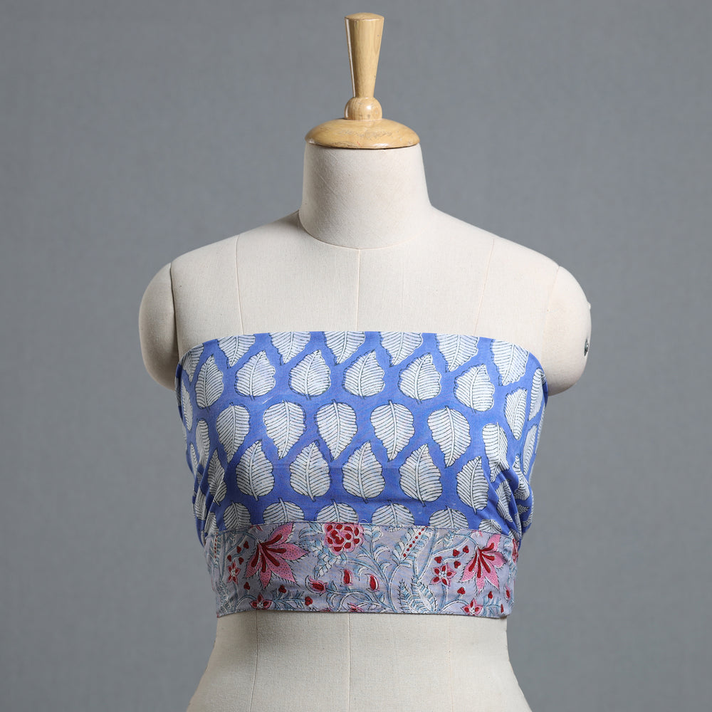 Blue - Block Printed Cotton Blouse Piece 16