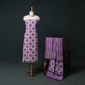 Kutch Hand Block Batik Print Cotton 3pc Unstitched Dress Material Suit Set 46