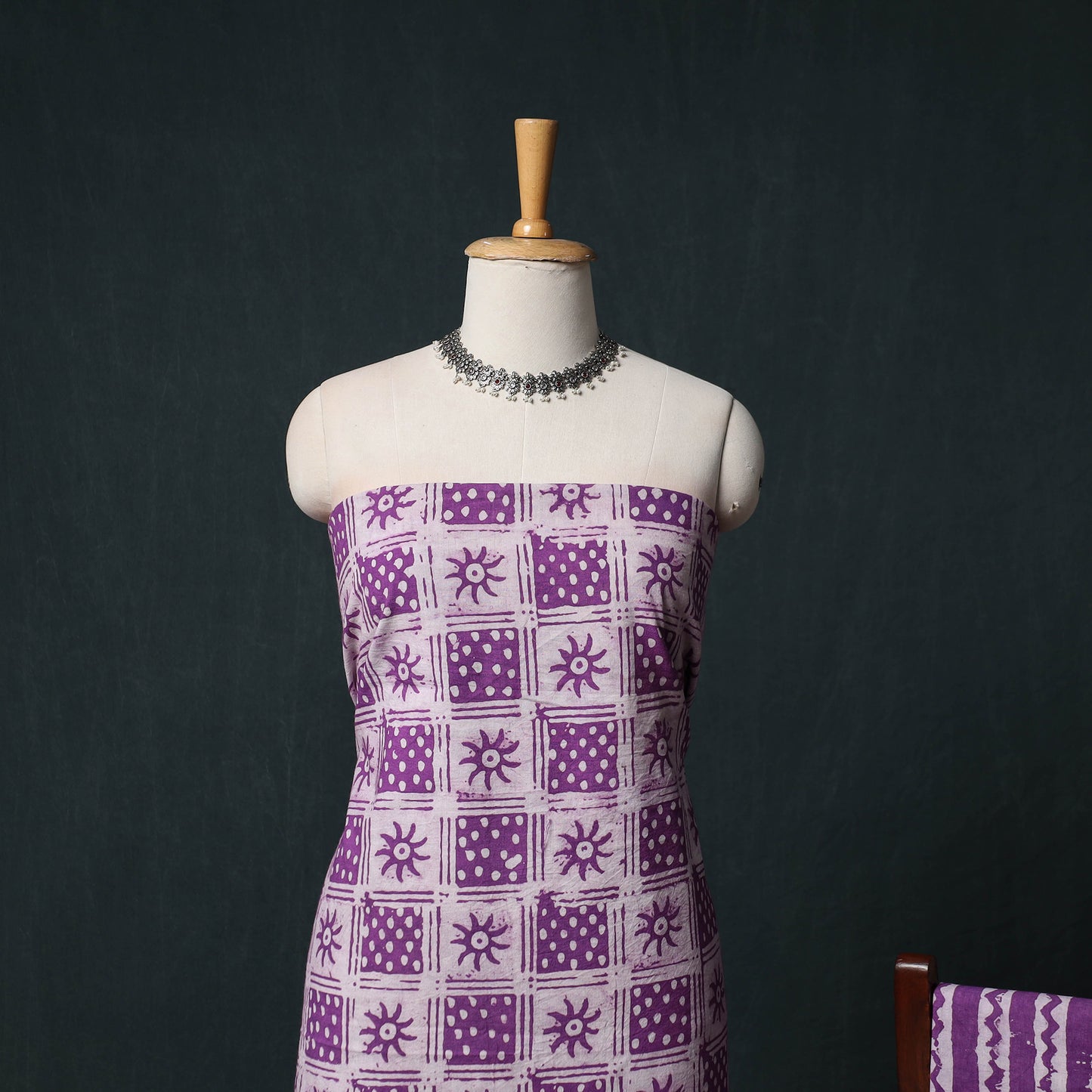 Kutch Hand Block Batik Print Cotton 3pc Unstitched Dress Material Suit Set 46