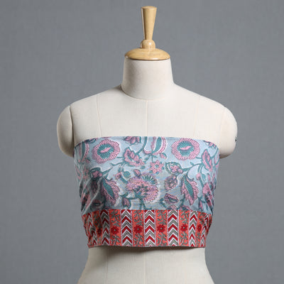 Blue - Block Printed Cotton Blouse Piece 20