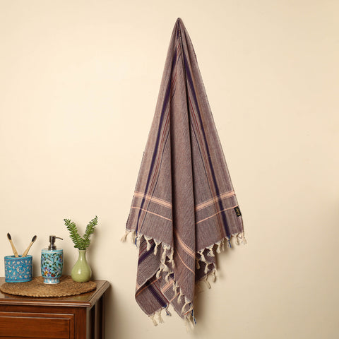 Brown - Handloom Fine Cotton Plain Bath Towel 20