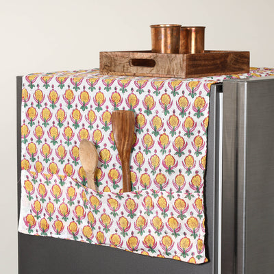 Handmade Cotton Fridge Top Cover with Multiple Pockets 50